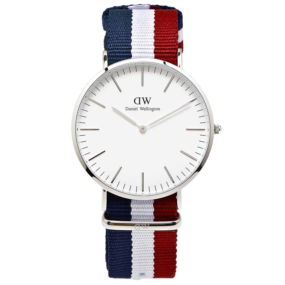 DW Daniel Wellington Cambridge 帆布錶-白/40mm