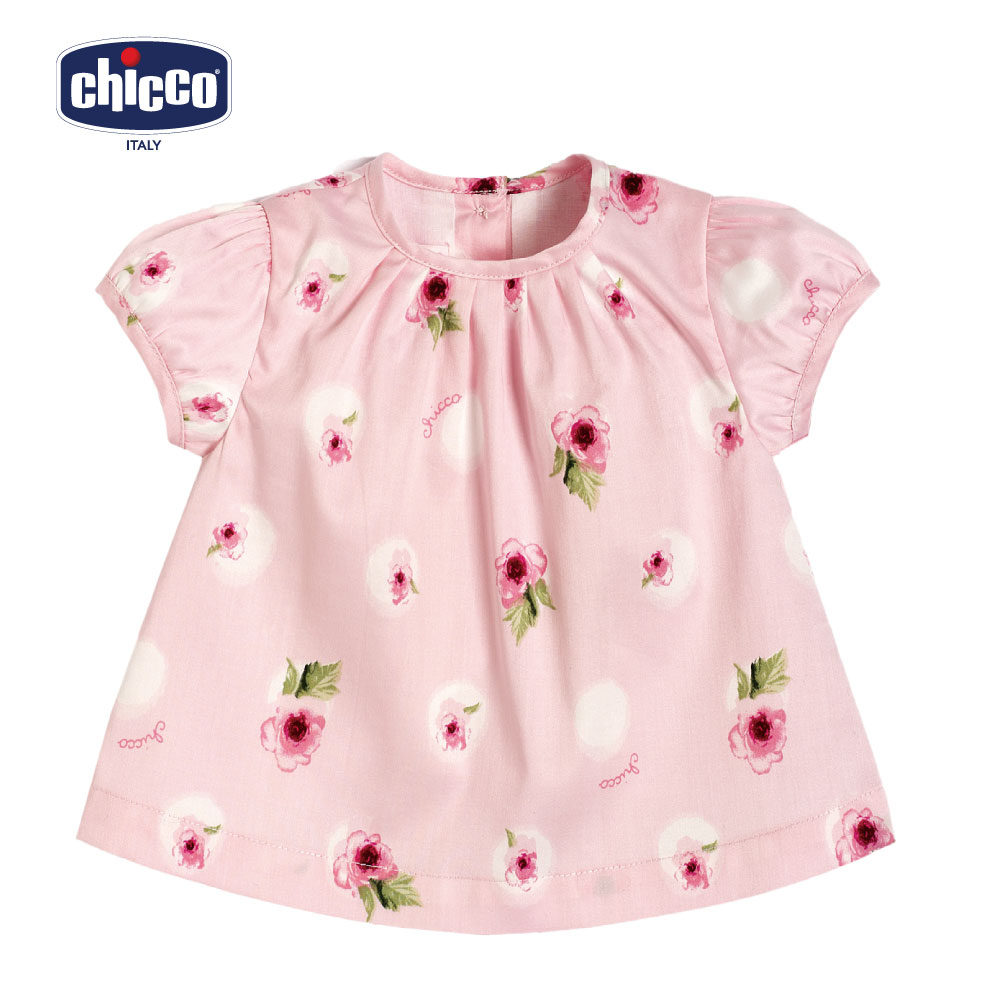 chicco-玫瑰庭園滿版玫瑰後扣短袖上衣(1-2歲)