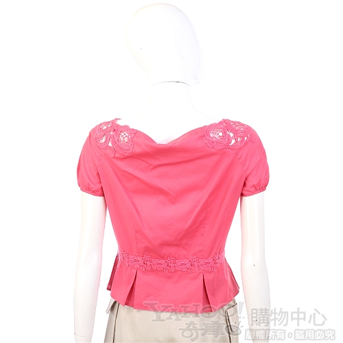 PHILOSOPHY-AF 桃色織花綁帶短袖上衣