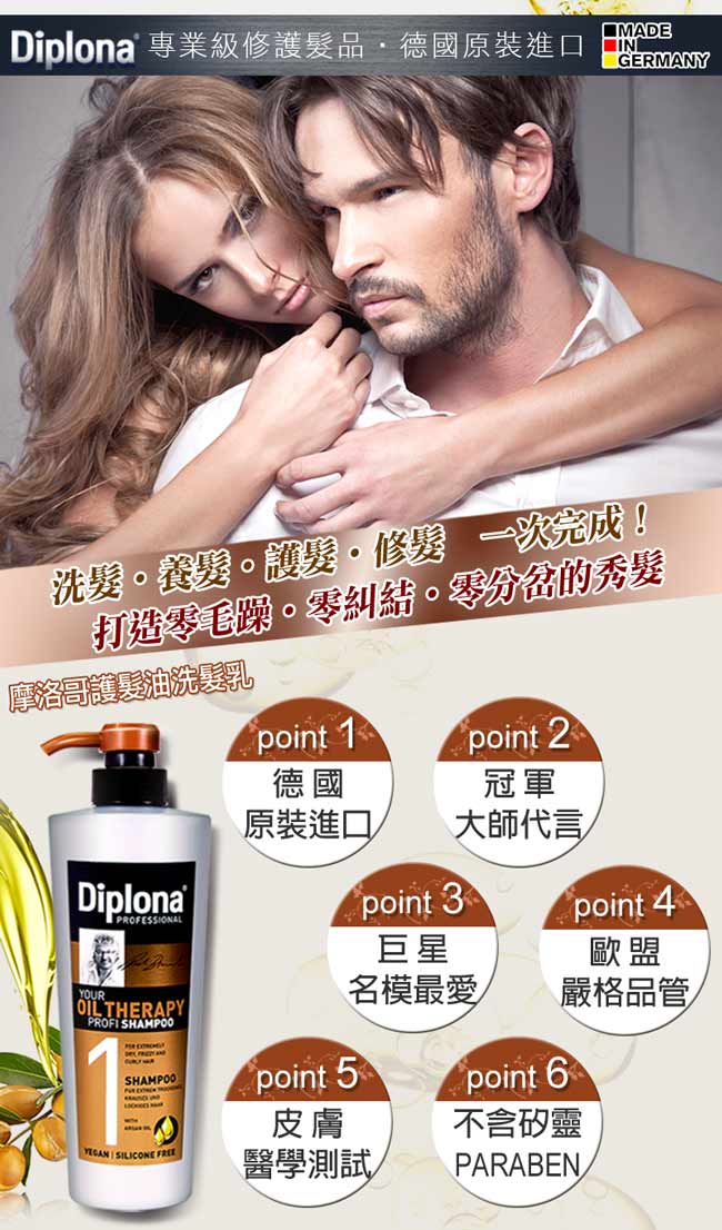 德國Diplona專業級摩洛哥堅果油洗髮乳600ml(超值六入)