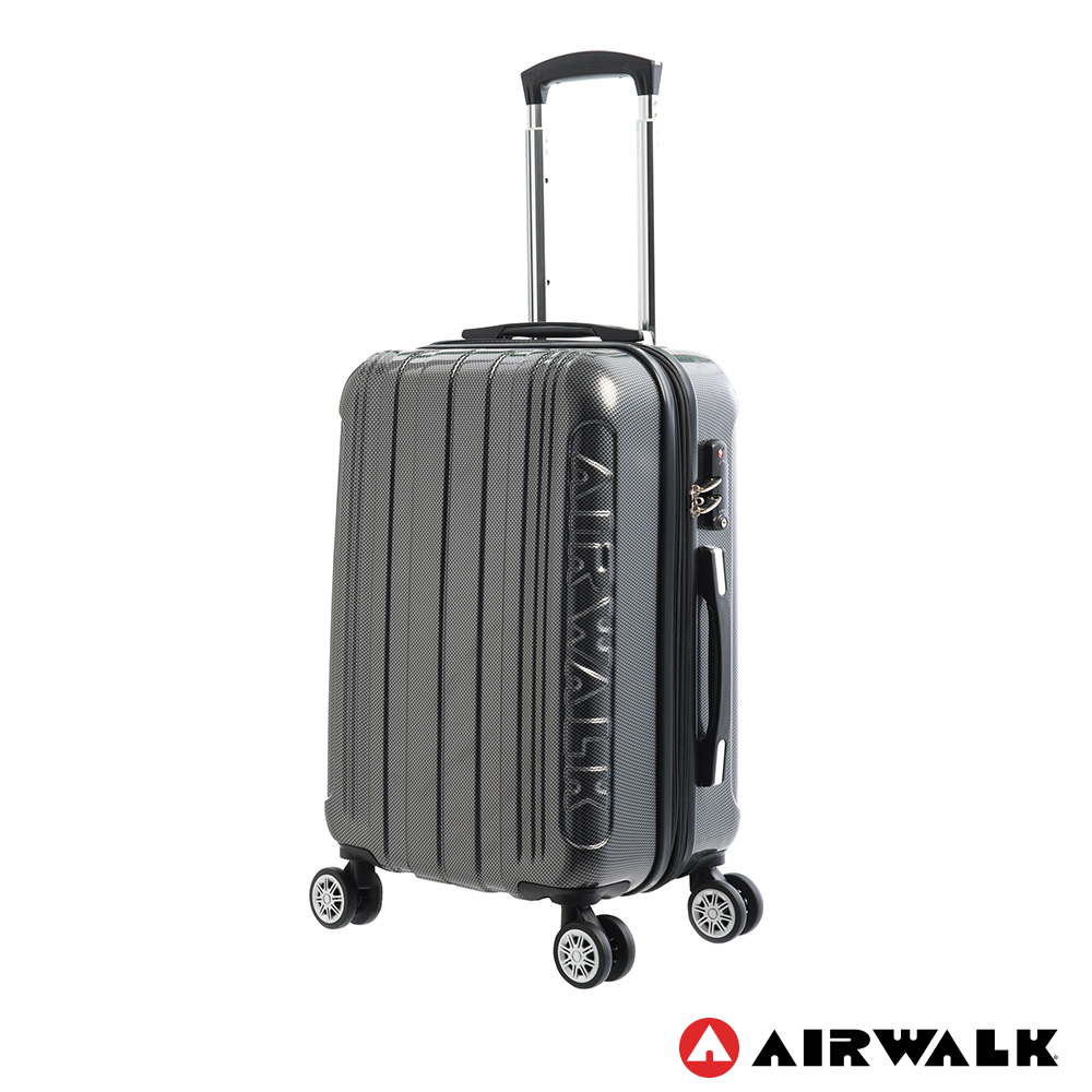 AIRWALK LUGGAGE - 品牌系列  碳纖直紋20吋拉鍊行李箱 - 洗鍊黑