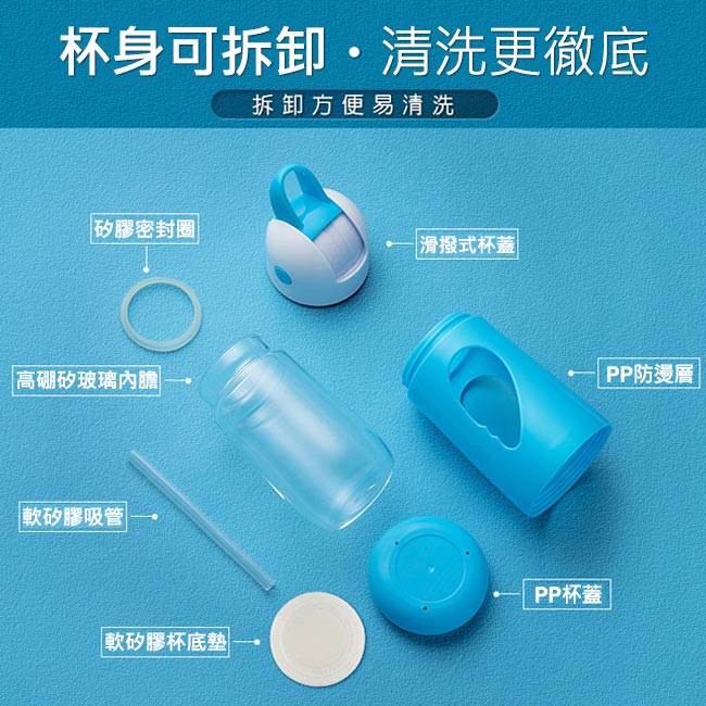 香港RELEA物生物 飛鳥兒童吸管隔熱玻璃隨身杯330ml(俏皮粉)