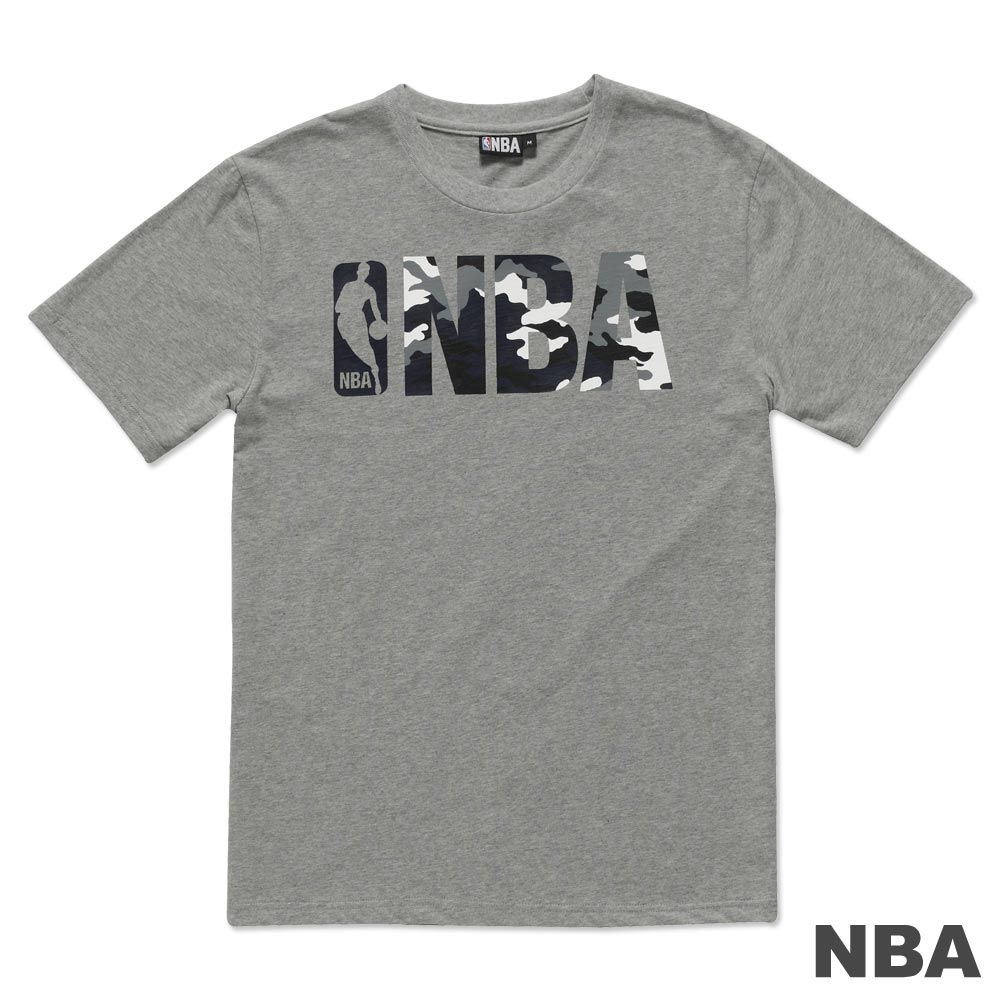 NBA-美國職籃LOGO迷彩印花短袖T恤-麻灰(男)