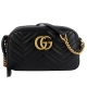 GUCCI Marmont 黑色車縫皮革雙G鏈帶斜背包(中) product thumbnail 1