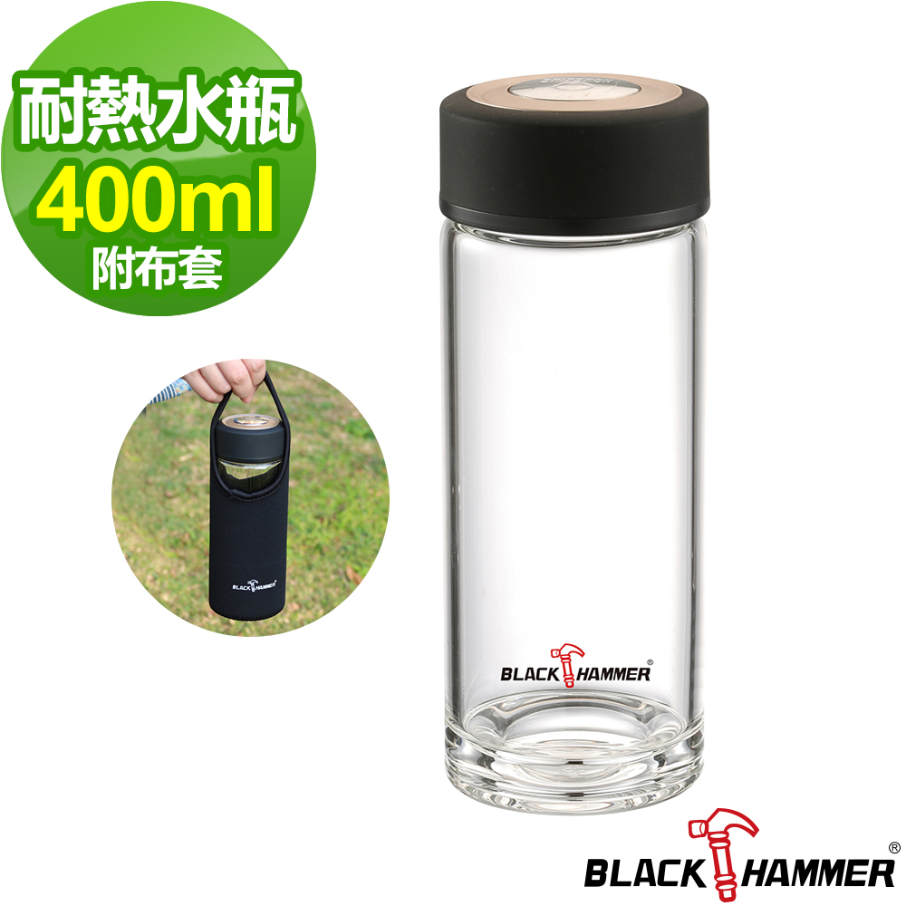 義大利BLACK HAMMER  雅柏耐熱玻璃水瓶400ml-典雅金