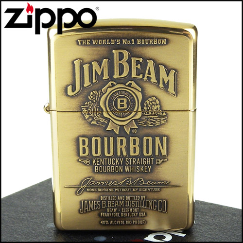 ZIPPO】美系~JIM BEAM金賓波本威士忌~浮雕標誌-黃銅款| 打火機/菸具