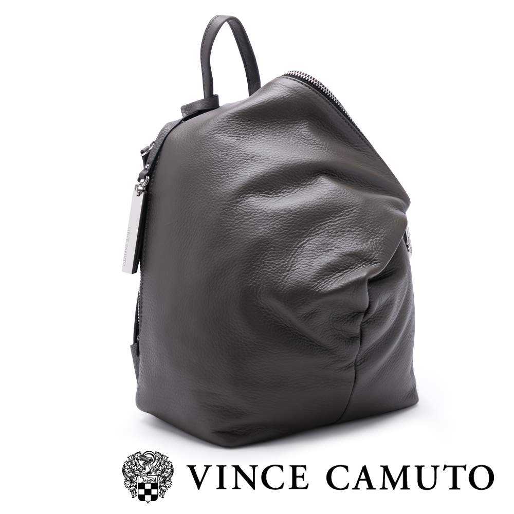 Vince Camuto 柔軟皮革金屬扣斜蓋式後背包-灰色