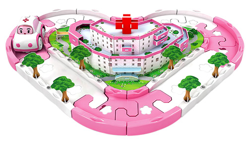 《3D-Track Hospital》益智DIY拼圖3D立體場影軌道車遊戲組