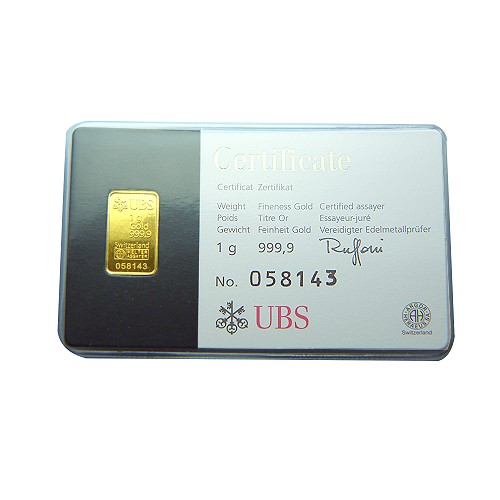 【UBS kinebar】黃金條塊(1公克)