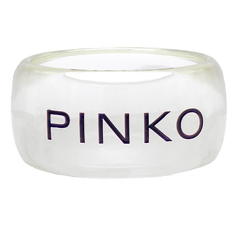 PINKO 淺黃色紫字母LOGO透明手環(黃X紫)