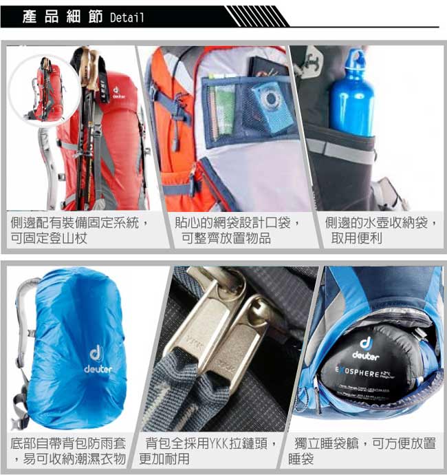 【德國 Deuter】Futura 22 網架式透氣登山背包_深藍/紅