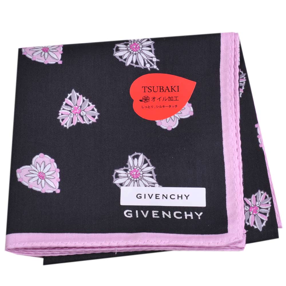 GIVENCHY 經典品牌字母LOGO繽紛愛心圖騰帕領巾(黑)