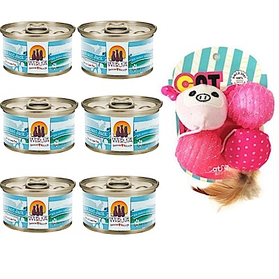 【YAHOO獨家】唯美味 麥克與傑克 貓罐85g 六罐組 送 寵喵樂 小豬+球+羽毛 玩具