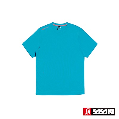SASAKI 抗紫外線速乾吸排功能休閒圓領短衫-男-孔雀藍/豔桔