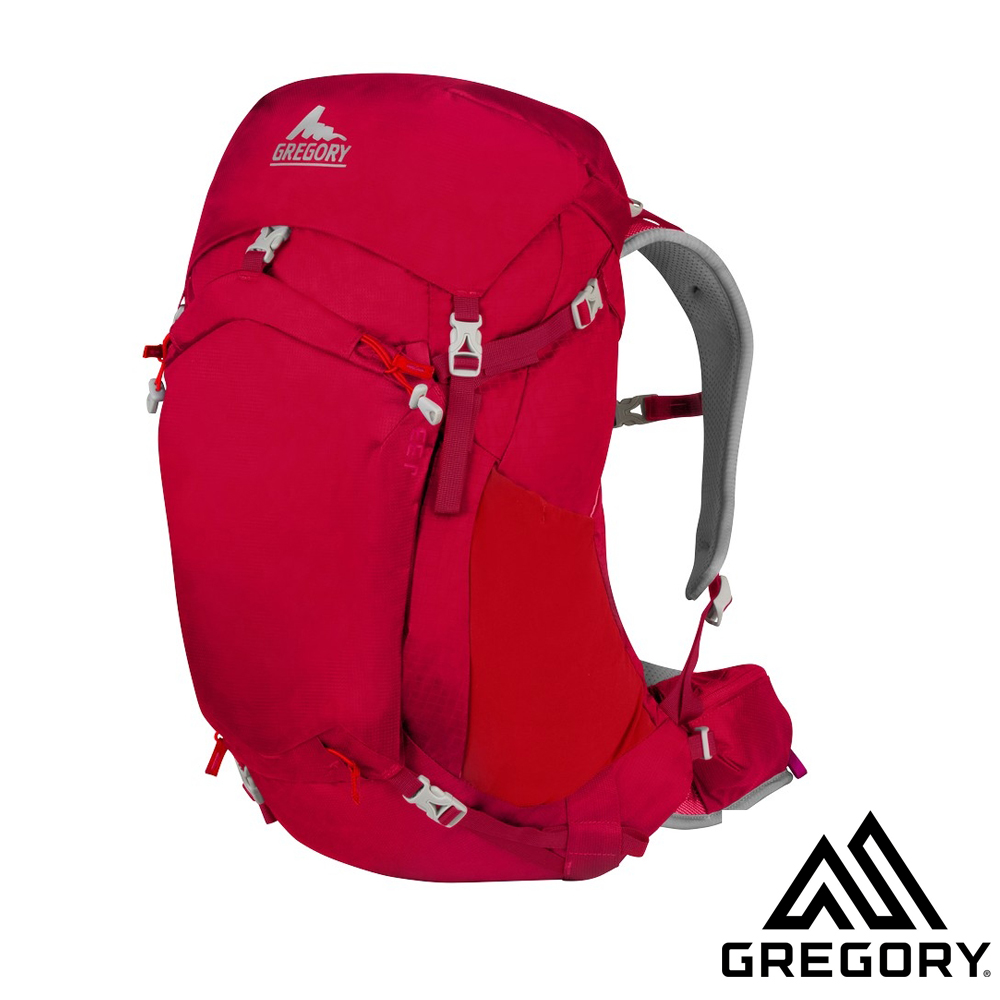 【美國 GREGORY】女 J33 網架式透氣健行登山背包_紅