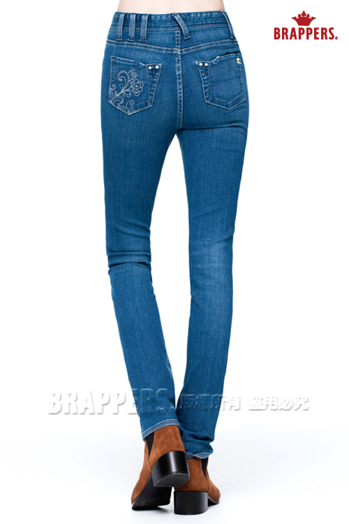 BRAPPERS 女款 新美腳Royal系列-中腰彈性窄管褲-淺藍