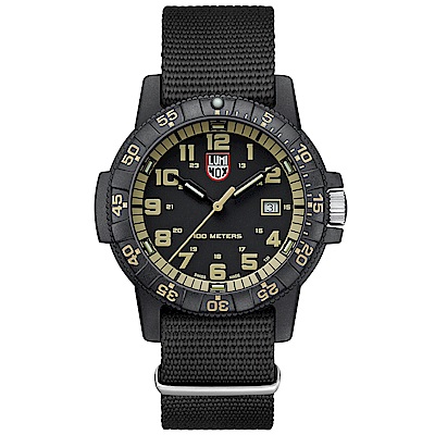 LUMINOX 雷明時SEA TURTLE 0320海龜系列腕錶-黑x卡其時標/44mm