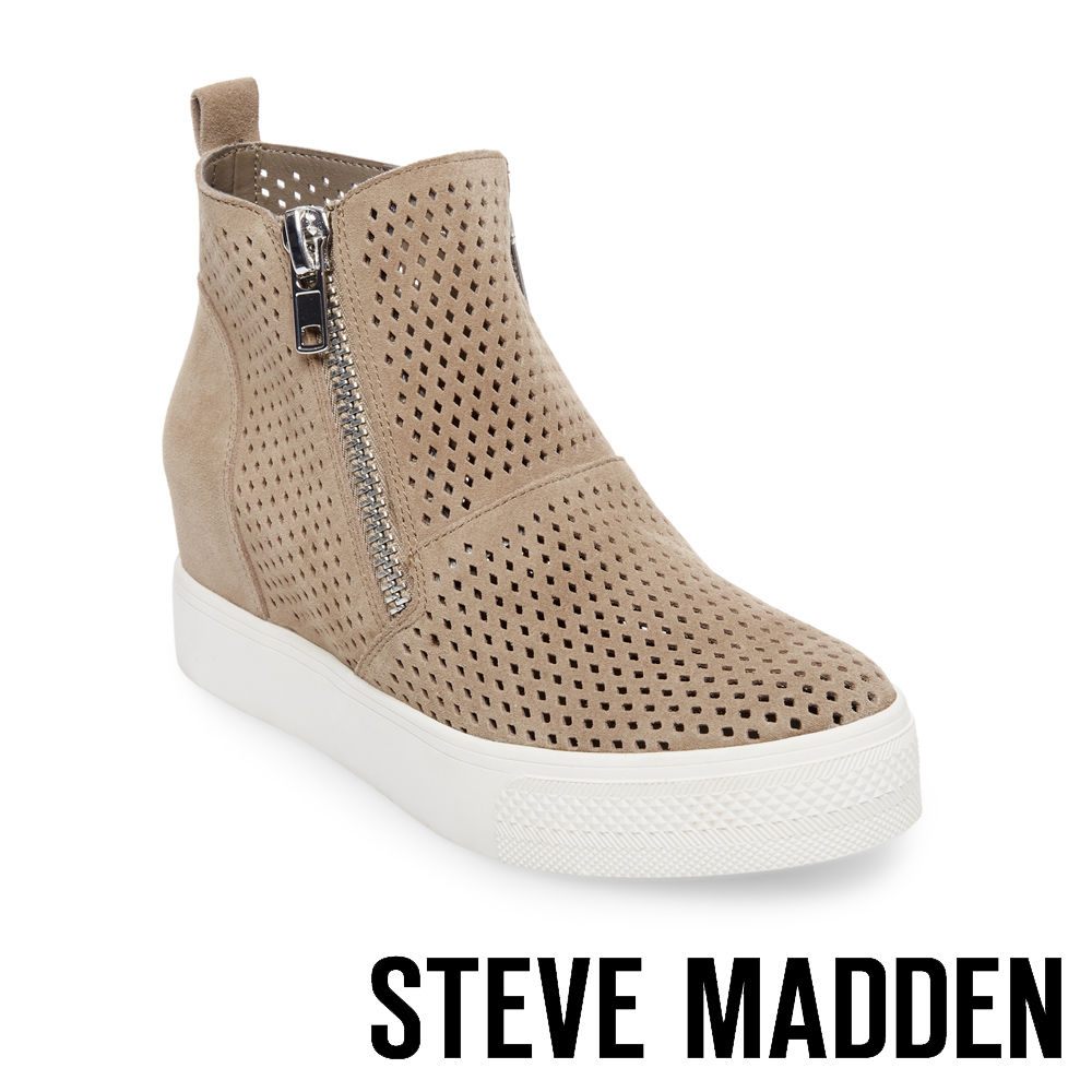 STEVE MADDEN-WEDGIE-P 麂皮簍空內增高休閒鞋-棕色