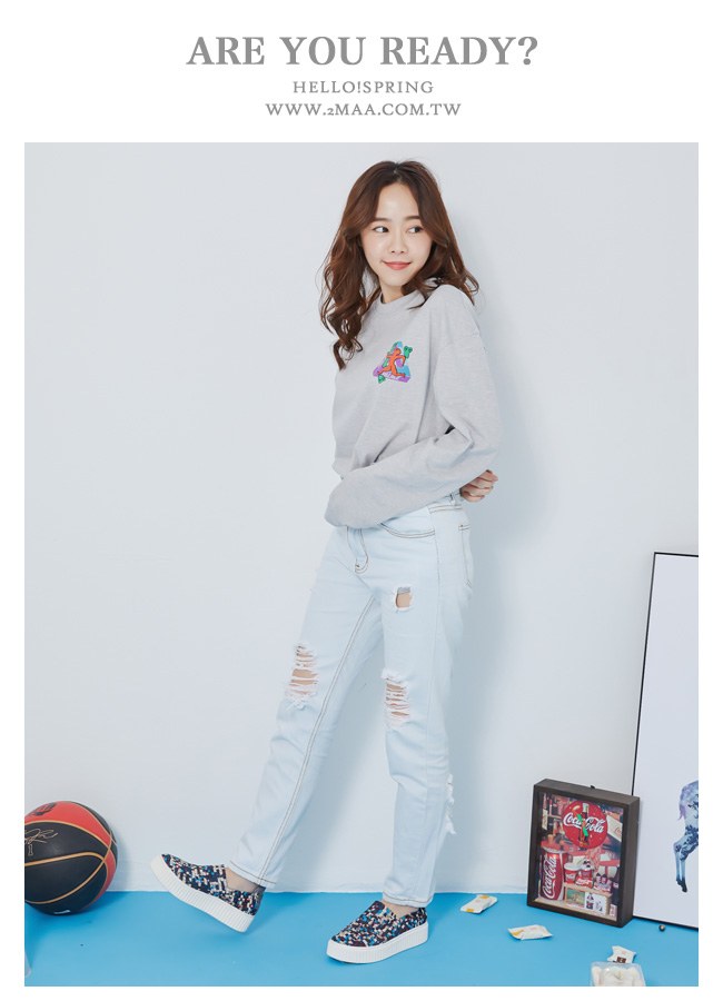 2.Maa - 時尚彩色馬賽克紋編織布舒適便鞋 - 黑