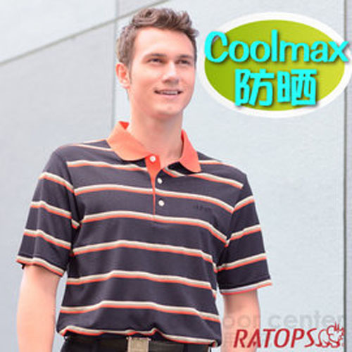 【瑞多仕-RATOPS】男 Coolmax 輕量透氣條紋POLO衫_DB8522 藍