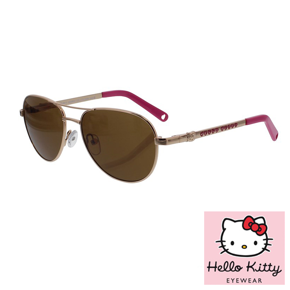 Hello Kitty 兒童太陽眼鏡-復古雷朋飛行員款, 金色
