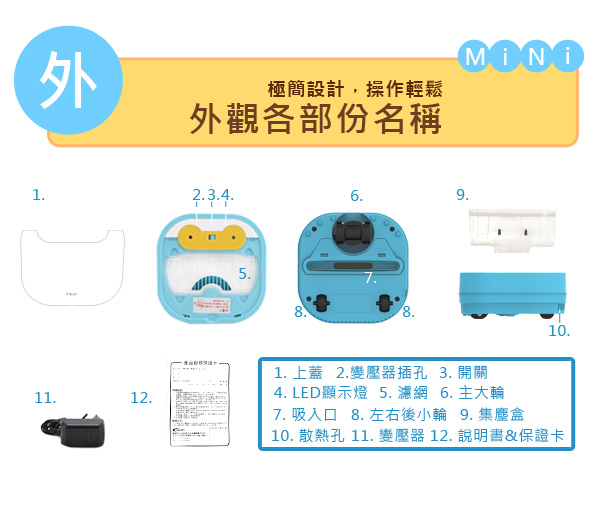 Vbot 超迷你智慧型掃地機器人(藍白)