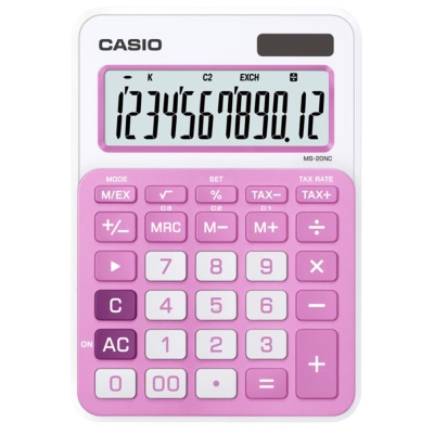 CASIO 12位數時尚多彩桌上型計算機(MS-20NC-RG)橘/白