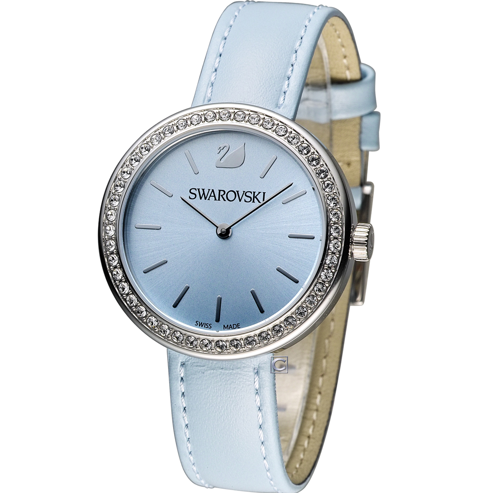 SWAROVSKI Daytim 璀璨耀眼時尚腕錶-水藍/34mm