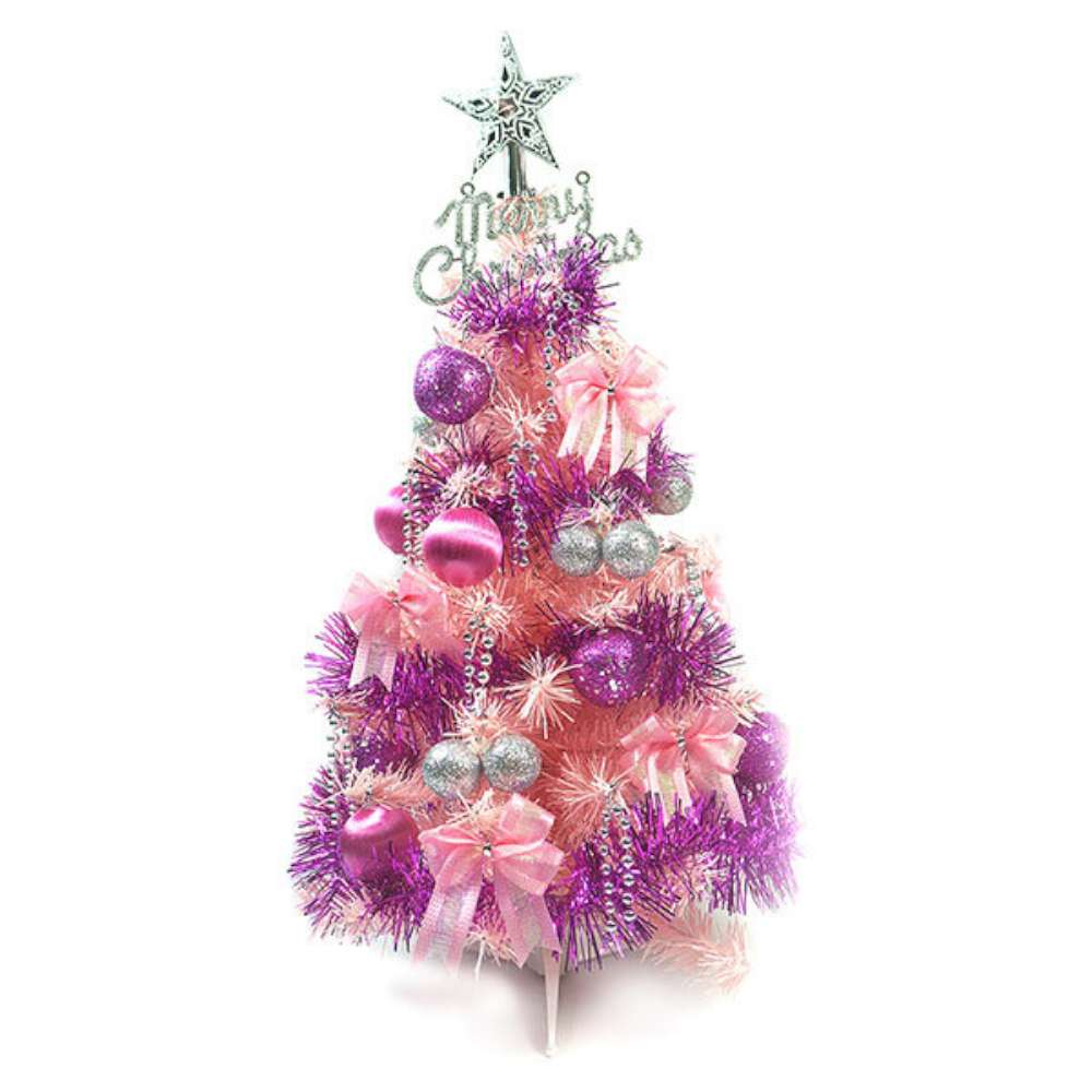 摩達客 台製2尺(60cm)經典粉紅色聖誕樹(銀紫色系)