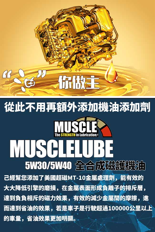MUSCLELUBE美國肌肉5W40全合成機油添加MT-101公升/瓶
