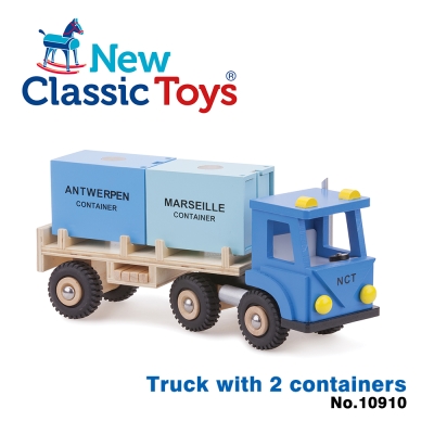 【荷蘭New Classic Toys】貨櫃系列-木製裝運貨櫃車玩具 - 10910