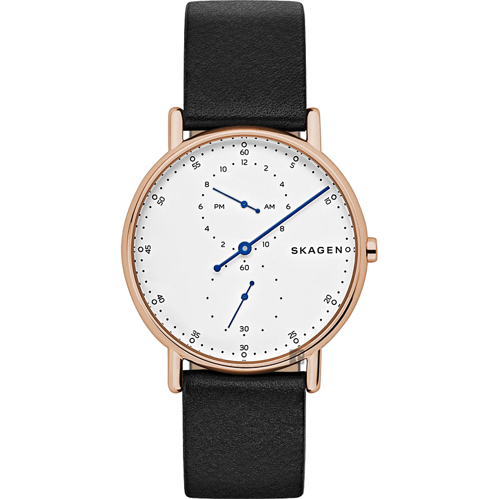 Skagen Signature 北歐時尚單針手錶-白x玫塊金框/40mm