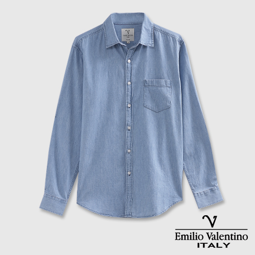 Emilio Valentino 范倫提諾經典牛仔襯衫-藍