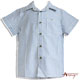 復古條紋造型鈕扣短袖襯衫*2386藍 product thumbnail 1