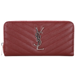 YSL Saint Laurent MONOGRAM 斜壓拉鍊長夾