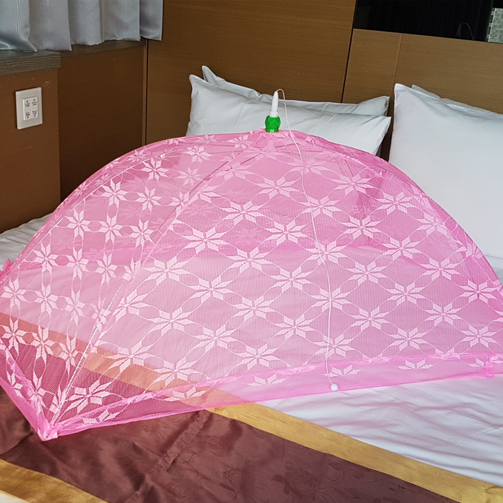 凱蕾絲帝-台灣製造-嬰兒專用針織特多龍花紗睡簾防蚊傘型帳(粉)