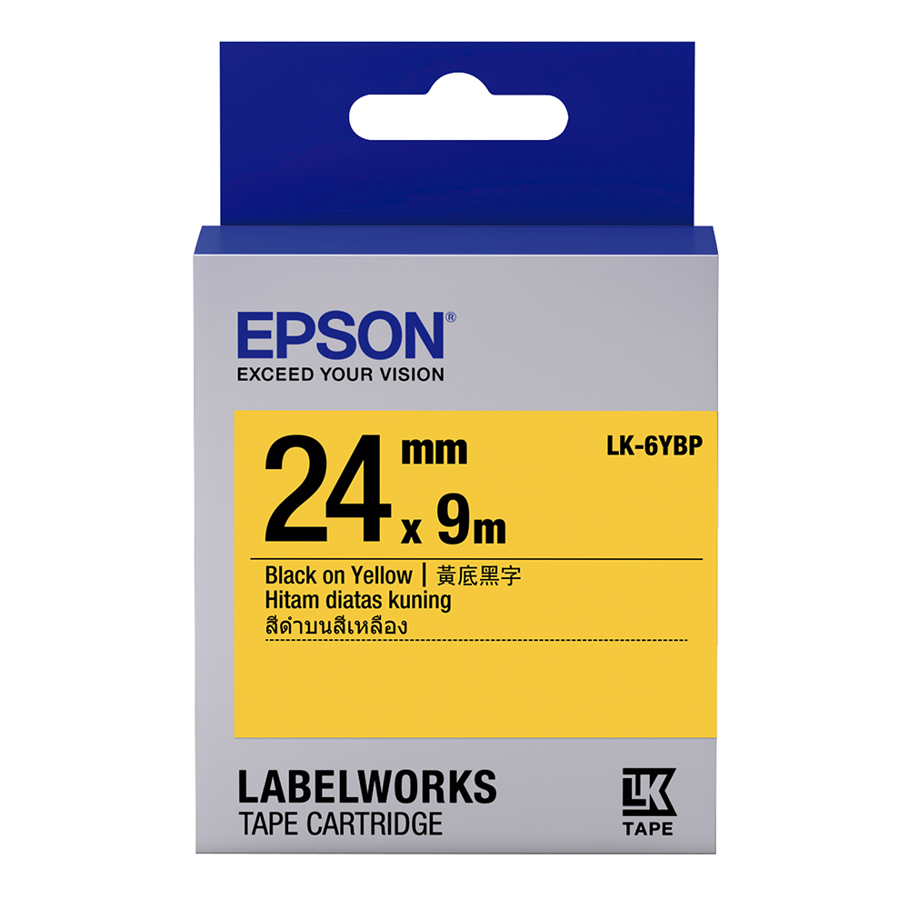 EPSON C53S656404 LK-6YBP粉彩系列黃底黑字標籤帶(寬度24mm)