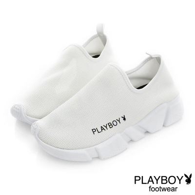 PLAYBOY 簡約率性 舒適超輕量休閒便鞋-白(女)