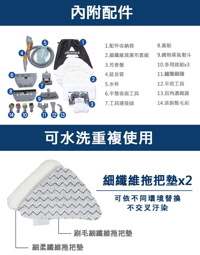 美國 Bissell 多功能分離式蒸氣拖把1544H