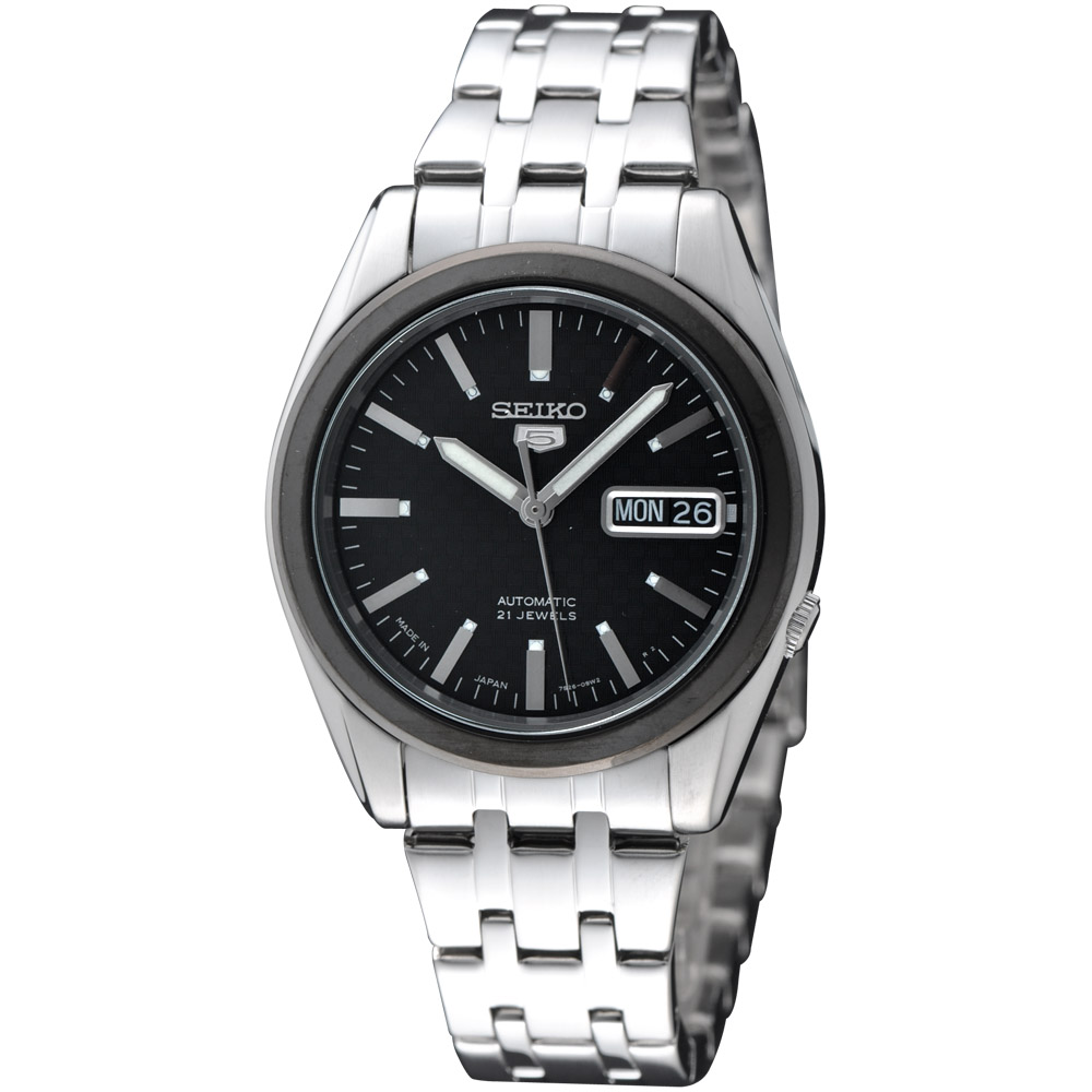 SEIKO 精工五號機械腕錶(SNKG97J1)-鍍黑框