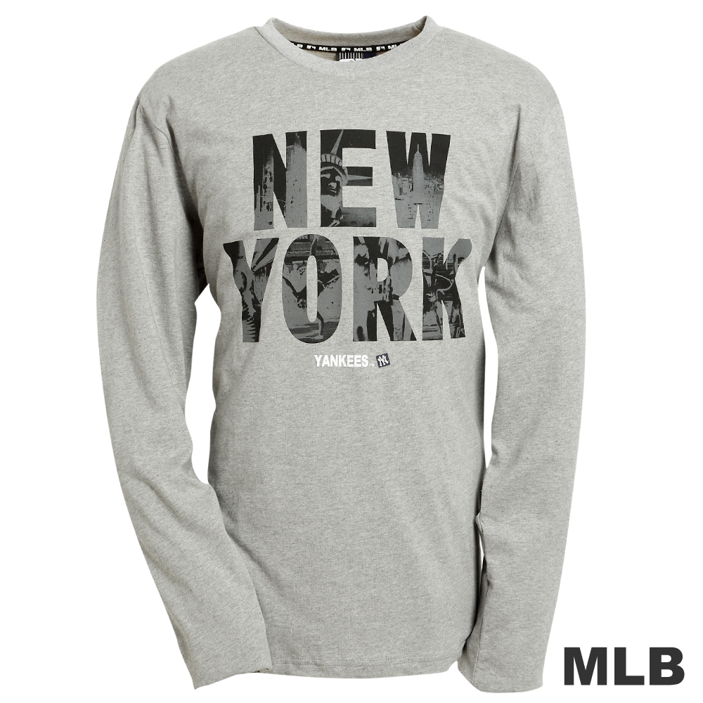 MLB-紐約洋基隊字母logo棉質T恤-灰(男)