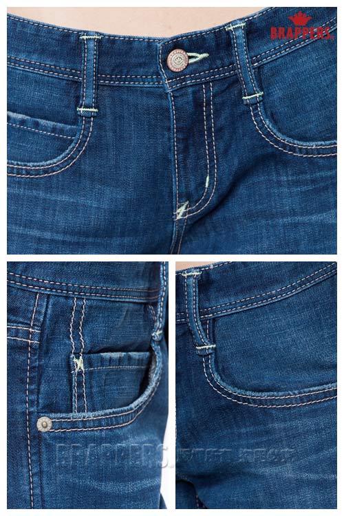 BRAPPERS 女款 BoyFriend系列-女用中低腰彈性天絲棉八分反折褲-藍