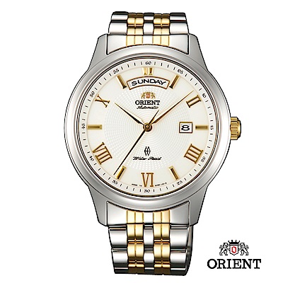 ORIENT 東方錶 WILD CALENDAR系列 寬幅日曆機械錶 鋼帶款 白色