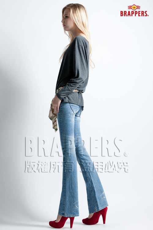 BRAPPERS 女款 Lady Vintage 系列-女用彈性小喇叭褲-淺藍