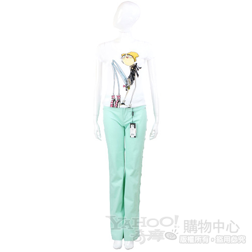 ROCCOBAROCCO 薄荷綠水鑽鑲環鏤空設計長褲