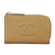 CHANEL 魚子醬牛皮LOGO零錢鑰匙包(米) product thumbnail 1