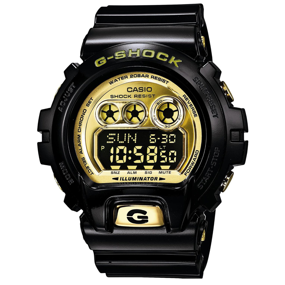 G-SHOCK 經典超人氣大錶徑6900系列休閒錶-金x黑/53.9mm
