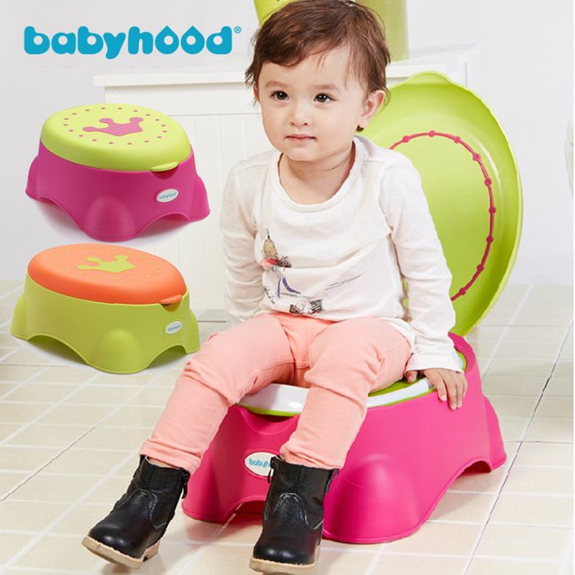 babyhood 皇室多功能學習便器 桃紅色 輔助便座 止滑板凳 收納箱