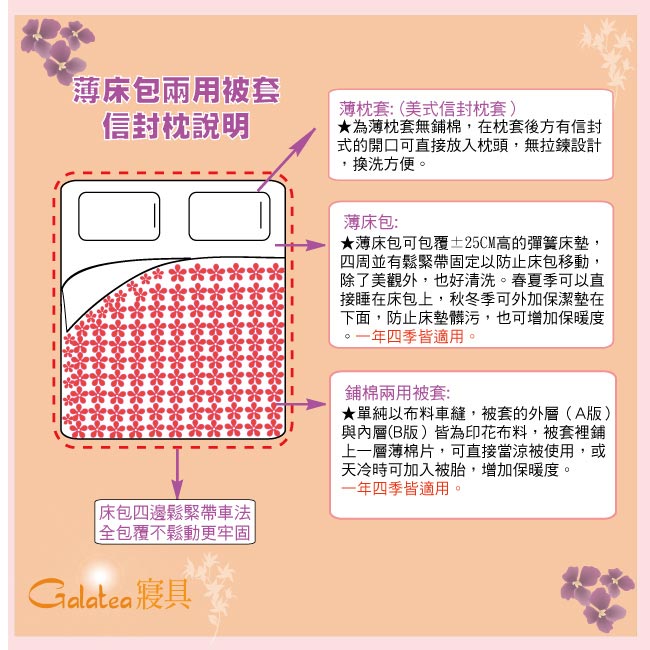 GALATEA-快樂免子 柔絲絨雙人床包兩用被四件組