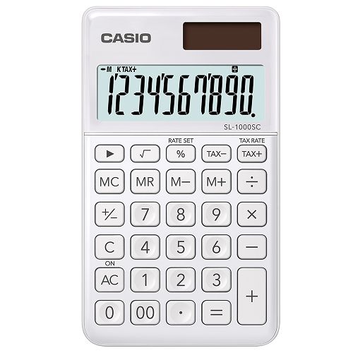 CASIO 10位元時尚霧面系列攜帶型計算機(SL-1000SC-WE)-珍珠白